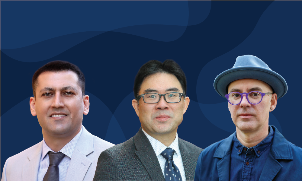 Headshots of UBCO's 2025 Researchers of the Year, Mohammad Arjmand, Brodie Sakakibara and Michael V. Smith